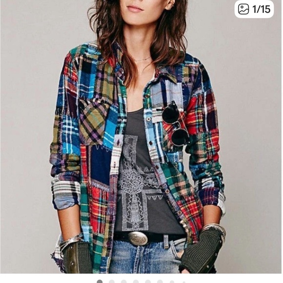 Free People Tops - Free People “Lost in Plaid” Large (RARE FIND)